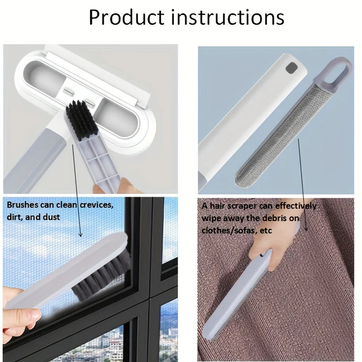 1pc Professional Multifunctional Window Cleaner and Pet Hair Remover with Squeegee and Cleaning Brush - My Store