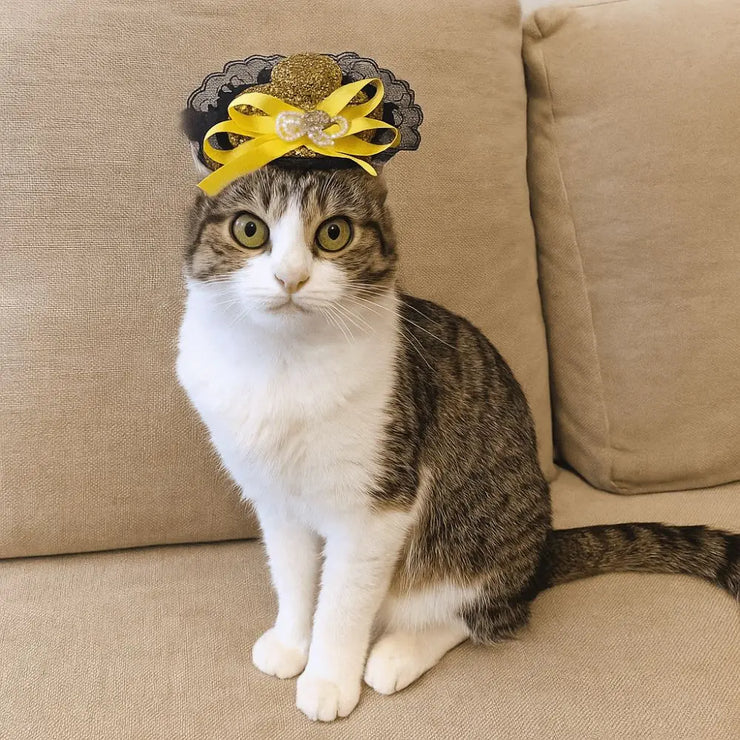 Pet Accessories Adjustable Pet Halloween Hat Sequin Elastic Band Cat Cosplay Hat British Style Pet Decorative Hat Pet Party - My Store