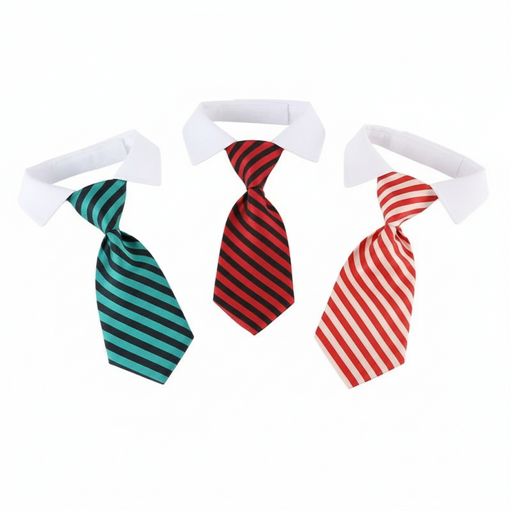 Pet Necktie Collar – Adjustable Striped Tie for Cats & Small Dogs, Fashion Dress-Up Accessory