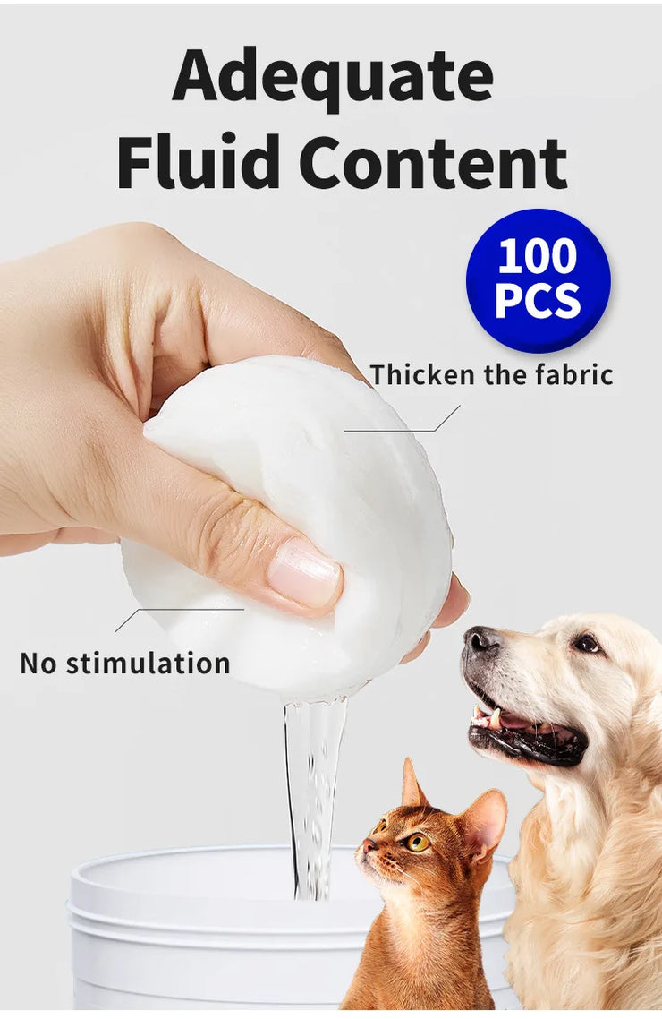 100 Piece Pet Eye Cleaning Wipes Tear Mark Remover for Cats Hygienic Grooming Wet Tissues for Home Pet Care - My Store