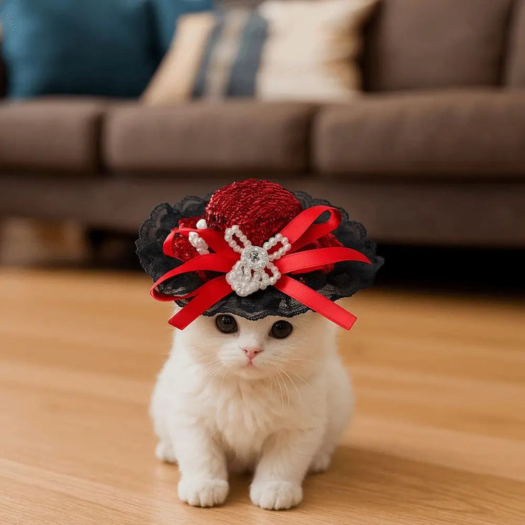 Pet Accessories Adjustable Pet Halloween Hat Sequin Elastic Band Cat Cosplay Hat British Style Pet Decorative Hat Pet Party - My Store