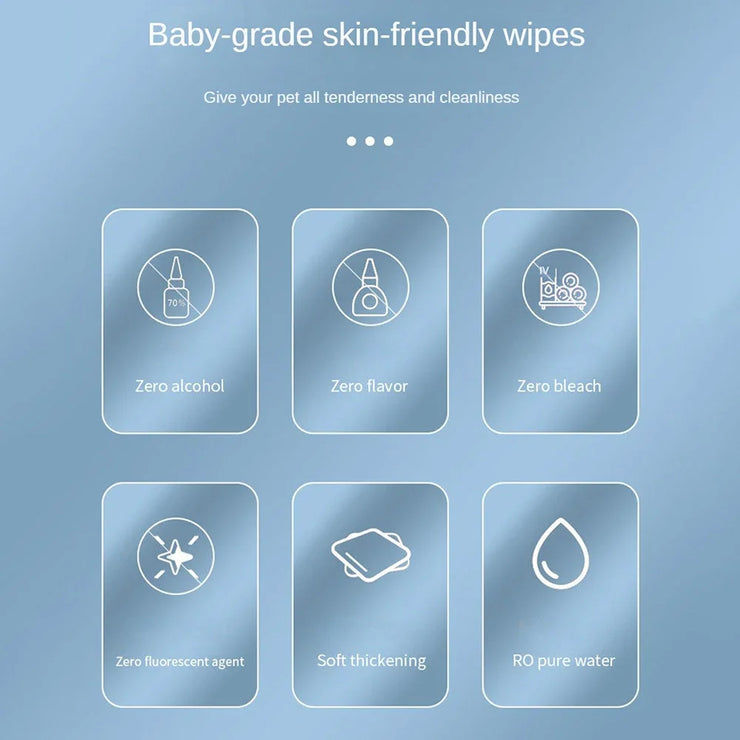 Pet Wipes Ro Pure Water Formula Pet Care Pet Health Care and Cleaning Pet Specific Cleaning Deodorizing Wet Tissue No Wash - My Store