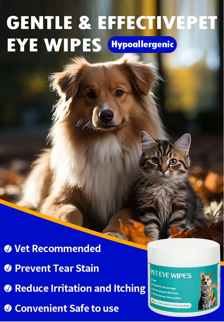 100 Piece Pet Eye Cleaning Wipes Tear Mark Remover for Cats Hygienic Grooming Wet Tissues for Home Pet Care - My Store