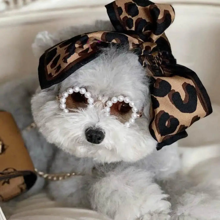 Pet Accessories with Artificial Pearls Pet Glasses Pet Sunglasses with Faux Pearls Decoration for Cats Dogs for Festivals - My Store