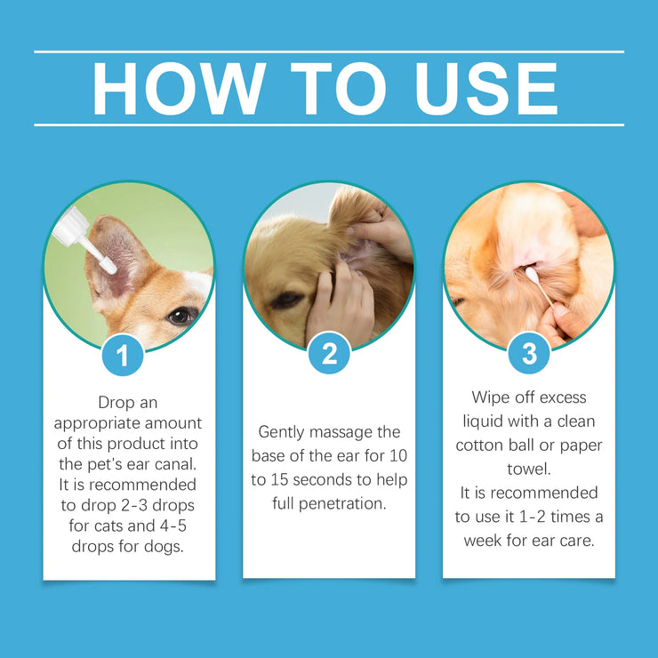 Pet Ear Cleaning Drops Softens Earwax Reduce Redness Swelling Itching Removes Odor Cleansing Dirt Soothing Pet Ear Care Solution - My Store