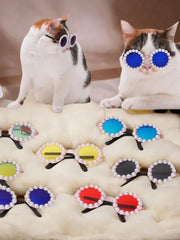 Pet Accessories with Artificial Pearls Pet Glasses Pet Sunglasses with Faux Pearls Decoration for Cats Dogs for Festivals - My Store