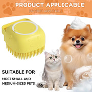 Pet Grooming Bath Massage Brush With Soap And Shampoo Dispenser, Soft Silicone Bristle For Long Short Haired Dogs Cats Shower - My Store