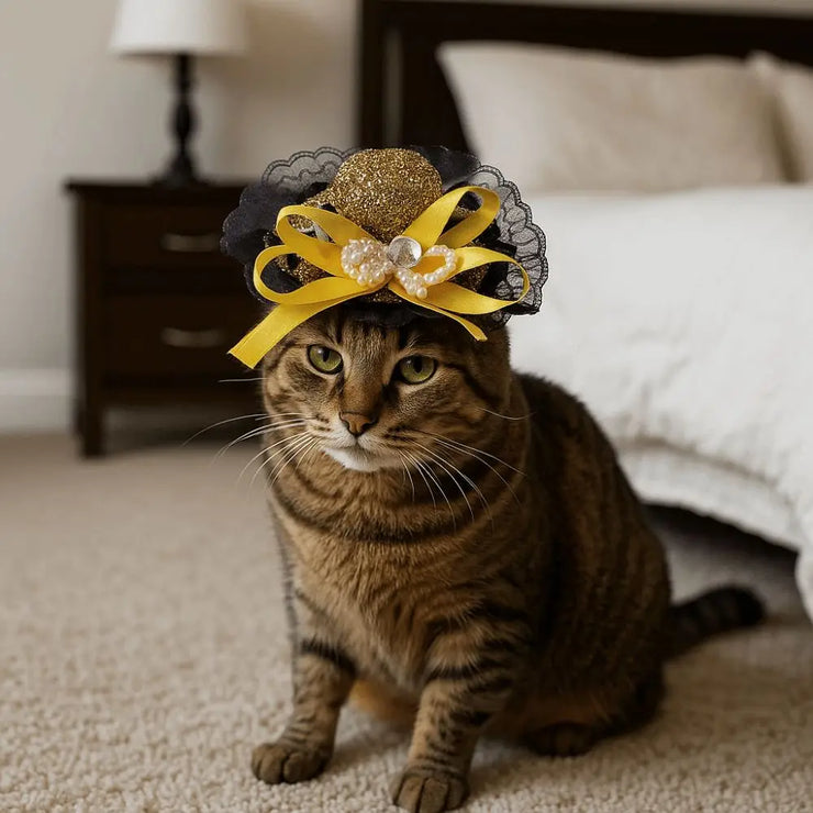 Pet Accessories Adjustable Pet Halloween Hat Sequin Elastic Band Cat Cosplay Hat British Style Pet Decorative Hat Pet Party - My Store