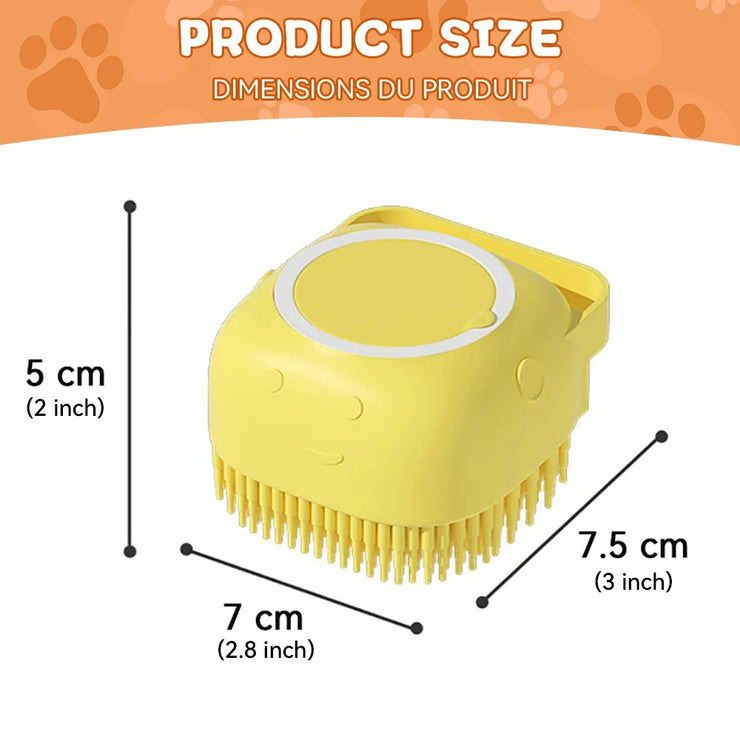 Pet Grooming Bath Massage Brush With Soap And Shampoo Dispenser, Soft Silicone Bristle For Long Short Haired Dogs Cats Shower - My Store