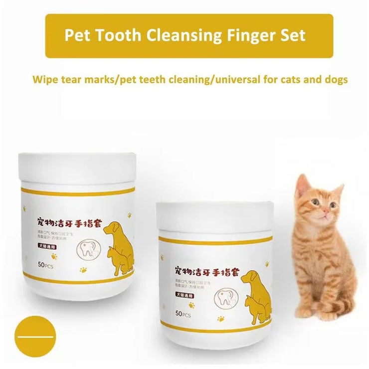 Pet Disposable Cleaning Wipes Dog Teeth Cleaning Finger Wipes Cat Ear and Eye Beauty Wipes Cat Hygiene and Beauty Products 50pcs - My Store