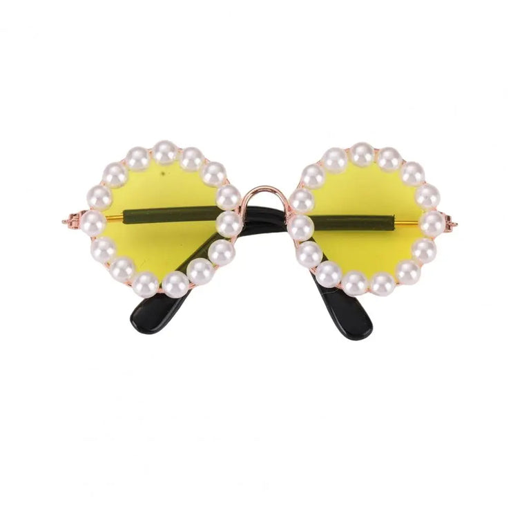 Pet Accessories with Artificial Pearls Pet Glasses Pet Sunglasses with Faux Pearls Decoration for Cats Dogs for Festivals - My Store