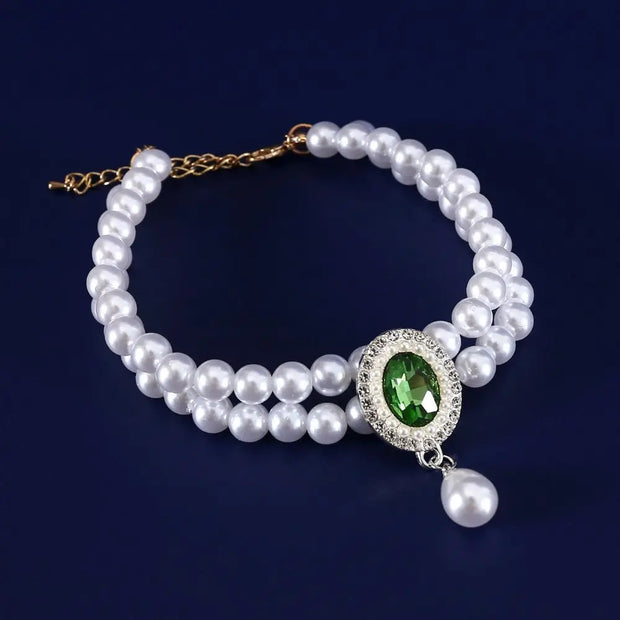 Pet Accessories Double Layer Pearl Pet Necklace Sweet Flower Pendant Cat Neck Chain Adjustable Pet Pearl Collar For Cats Puppy - My Store