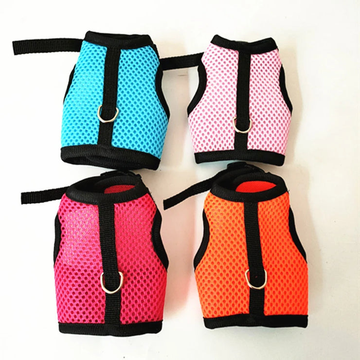Pet Accessories Rabbit Harnesses Vest Leashes Set Soft Mesh Harness with Leash Small Animal Guinea Pig Hamsters Bunny Accessorie - My Store