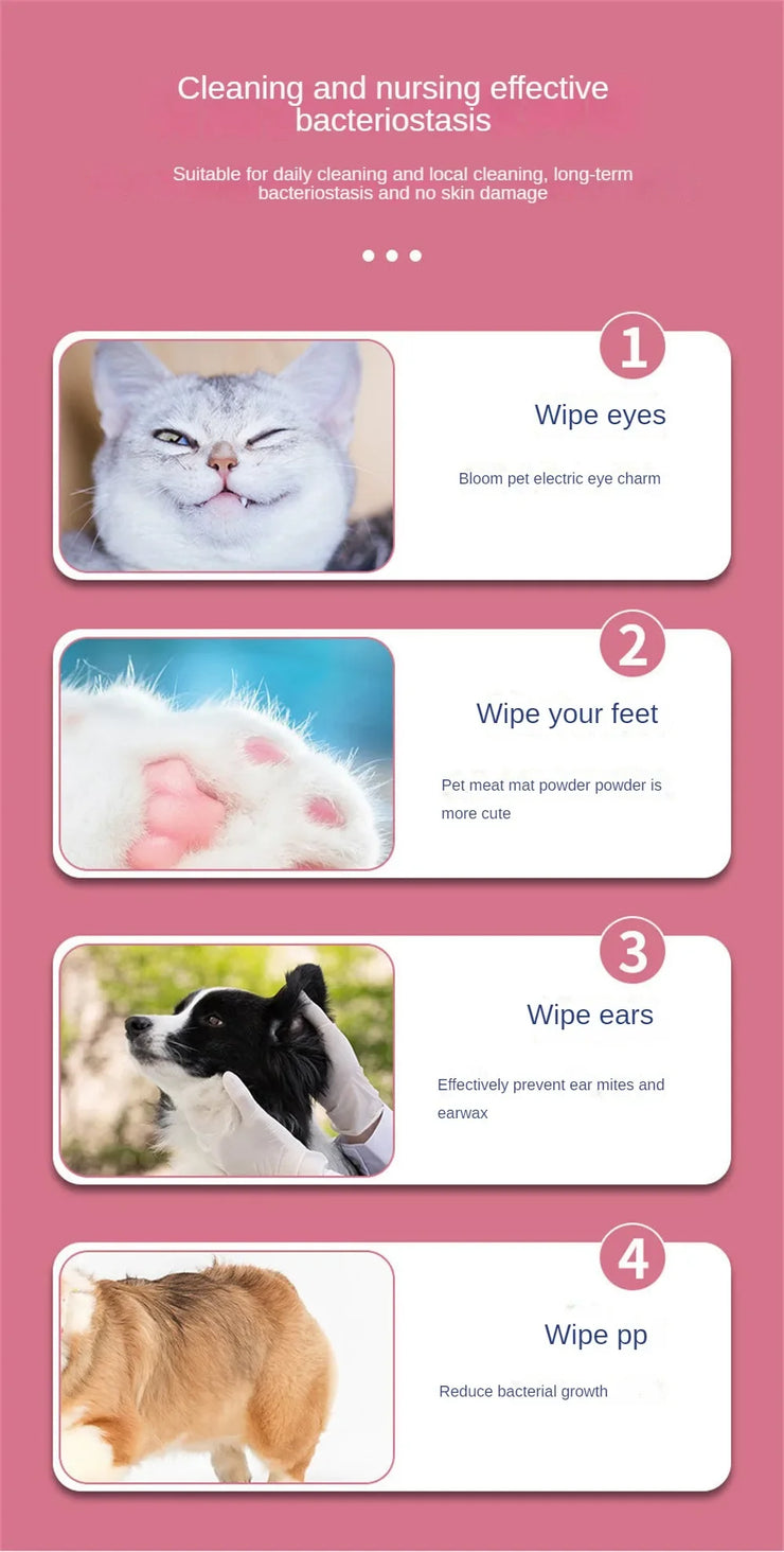 Pet Wipes Ro Pure Water Formula Pet Care Pet Health Care and Cleaning Pet Specific Cleaning Deodorizing Wet Tissue No Wash - My Store
