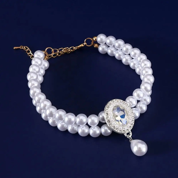 Pet Accessories Double Layer Pearl Pet Necklace Sweet Flower Pendant Cat Neck Chain Adjustable Pet Pearl Collar For Cats Puppy - My Store