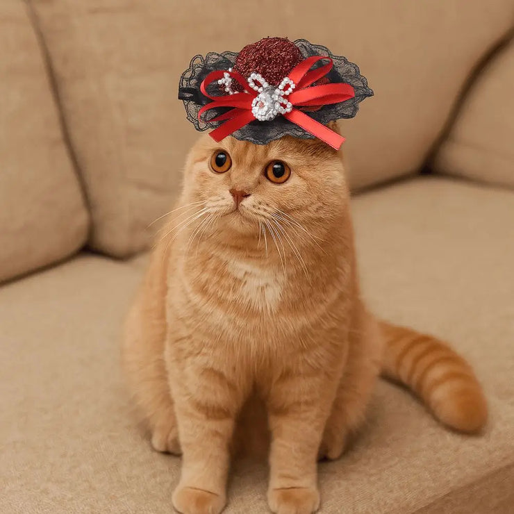 Pet Accessories Adjustable Pet Halloween Hat Sequin Elastic Band Cat Cosplay Hat British Style Pet Decorative Hat Pet Party - My Store