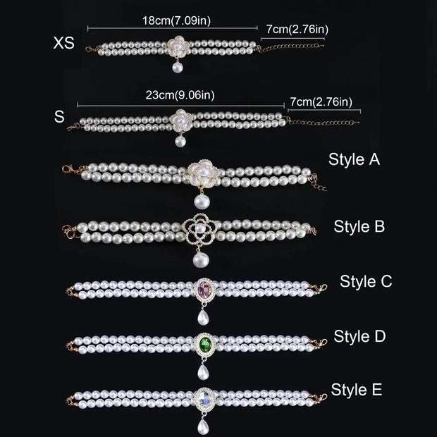 Pet Accessories Double Layer Pearl Pet Necklace Sweet Flower Pendant Cat Neck Chain Adjustable Pet Pearl Collar For Cats Puppy - My Store