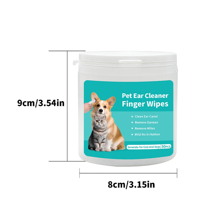 Pet Ear Wipes, Ear Cleaner Finger Wipes for Cats and Dogs, Soft & Easy Otic Cleaning Pads, Pet Supplies for Regular Soothing Odo - My Store