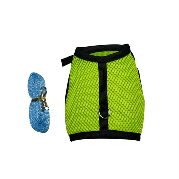 Pet Accessories Rabbit Harnesses Vest Leashes Set Soft Mesh Harness with Leash Small Animal Guinea Pig Hamsters Bunny Accessorie - My Store