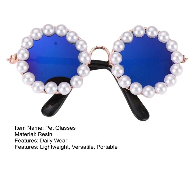Pet Accessories with Artificial Pearls Pet Glasses Pet Sunglasses with Faux Pearls Decoration for Cats Dogs for Festivals - My Store