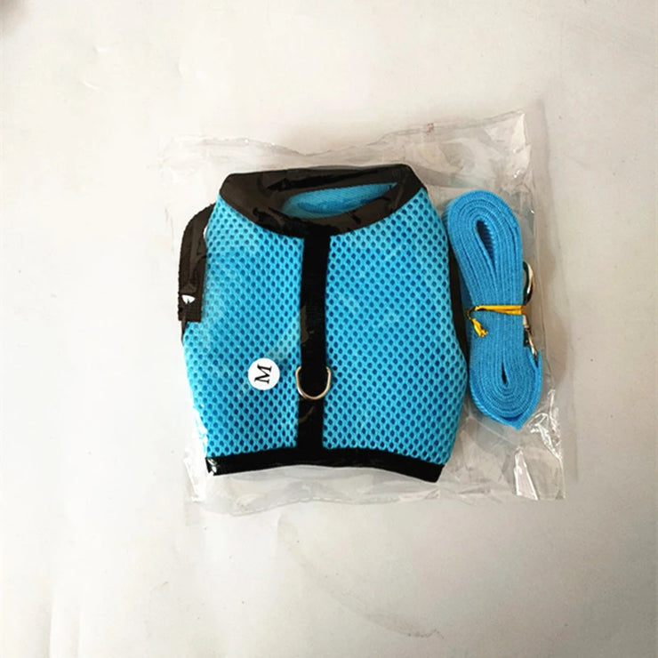 Pet Accessories Rabbit Harnesses Vest Leashes Set Soft Mesh Harness with Leash Small Animal Guinea Pig Hamsters Bunny Accessorie - My Store