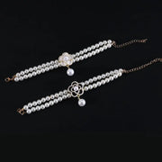 Pet Accessories Double Layer Pearl Pet Necklace Sweet Flower Pendant Cat Neck Chain Adjustable Pet Pearl Collar For Cats Puppy - My Store
