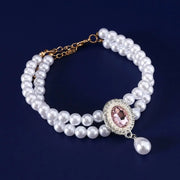 Pet Accessories Double Layer Pearl Pet Necklace Sweet Flower Pendant Cat Neck Chain Adjustable Pet Pearl Collar For Cats Puppy - My Store
