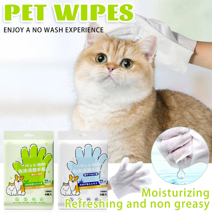 Pet Wash Free Glove Cleaning Pet Stain Remover Wipes Disposabl Cleaning Massage Grooming No-Wash Wipes For Dogs & Cats Supplies - My Store