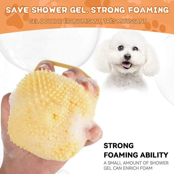Pet Grooming Bath Massage Brush With Soap And Shampoo Dispenser, Soft Silicone Bristle For Long Short Haired Dogs Cats Shower - My Store