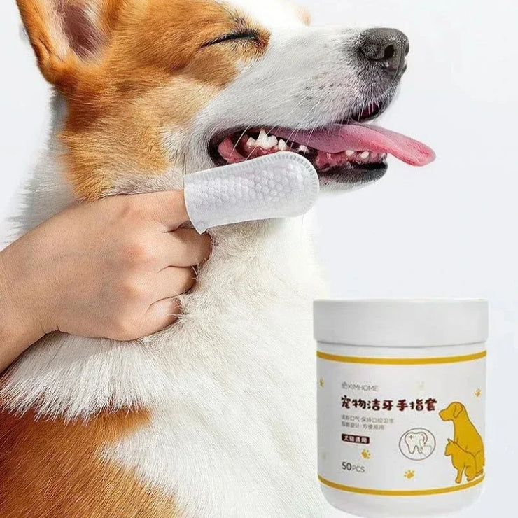 Pet Disposable Cleaning Wipes Dog Teeth Cleaning Finger Wipes Cat Ear and Eye Beauty Wipes Cat Hygiene and Beauty Products 50pcs - My Store