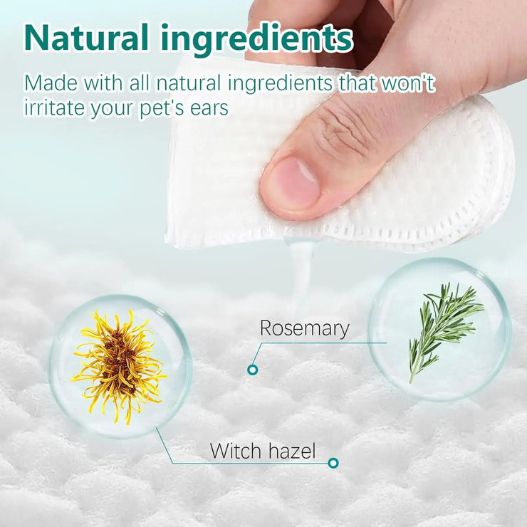 Pet Ear Wipes, Ear Cleaner Finger Wipes for Cats and Dogs, Soft & Easy Otic Cleaning Pads, Pet Supplies for Regular Soothing Odo - My Store