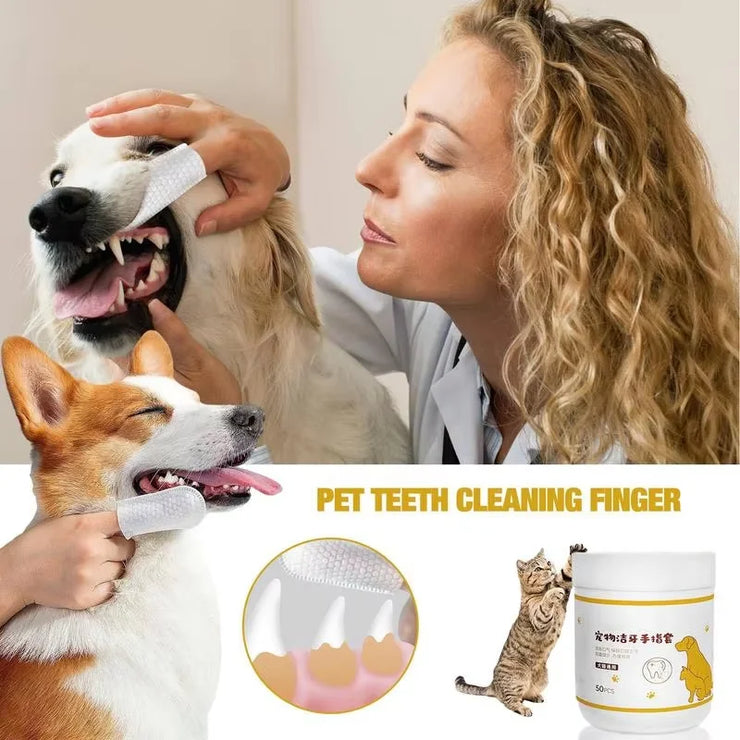 Pet Disposable Cleaning Wipes Dog Teeth Cleaning Finger Wipes Cat Ear and Eye Beauty Wipes Cat Hygiene and Beauty Products 50pcs - My Store
