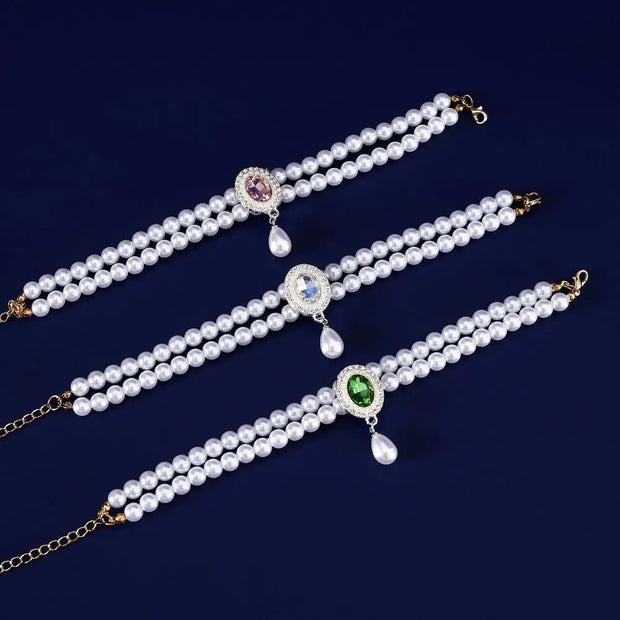 Pet Accessories Double Layer Pearl Pet Necklace Sweet Flower Pendant Cat Neck Chain Adjustable Pet Pearl Collar For Cats Puppy - My Store