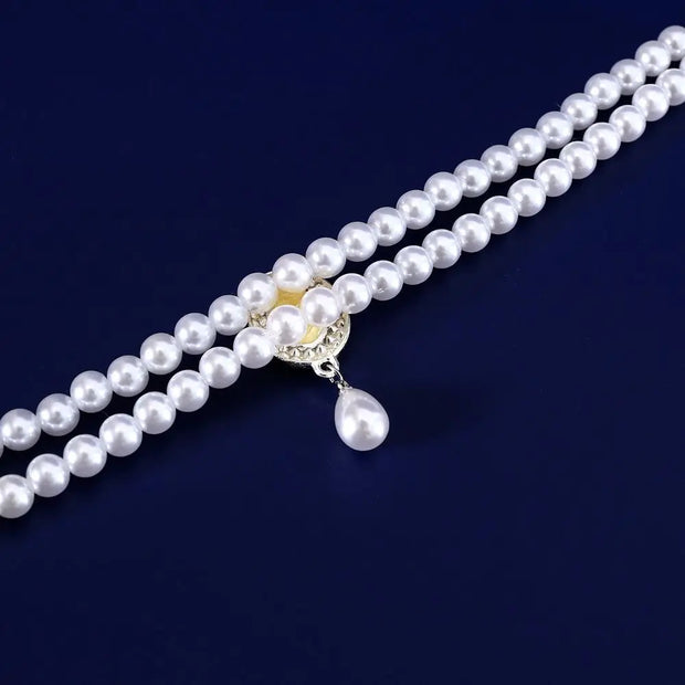 Pet Accessories Double Layer Pearl Pet Necklace Sweet Flower Pendant Cat Neck Chain Adjustable Pet Pearl Collar For Cats Puppy - My Store